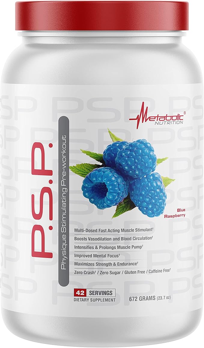 Metabolic Nutrition P.S.P. Physique Stimulating PreWorkout 672g Zero Sugar Caffeine Free (Blue Raspberry)