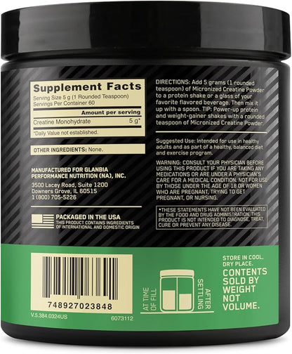 Optimum Nutrition Micronized Creatine Monohydrate Powder, Unflavored, Keto Friendly, 60 Servings (Packaging May Vary)