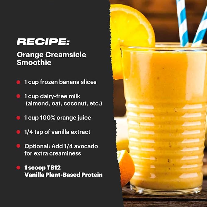 TB12 Plant Based Protein Powder by Tom Brady, 24g of Vegan Pea Protein, Low Sugar, Low Carb, Non-GMO, Meal Replacement, Keto Friendly, Paleo, Sugar Free, Vanilla Flavor (1.12 Ounce, Pack of 12)