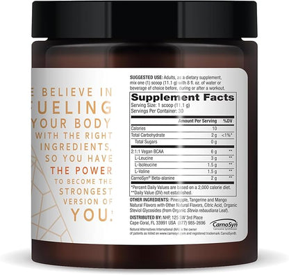 Dr. Mercola Pure Power BCAA + Beta-Alanine, Tropical Punch Flavor, 11.7 oz (333 g), 30 Servings, 6g BCAA, 2g Beta-Alanine, 0g Sugar, Non-GMO