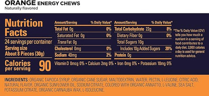 GU Energy Chews, Orange Energy Gummies with Electrolytes, Vegan, Gluten-Free, Kosher, Caffeine-Free, and Dairy-Free On-The-Go Energy for Any Workout, 12 Bags (24 Servings Total)