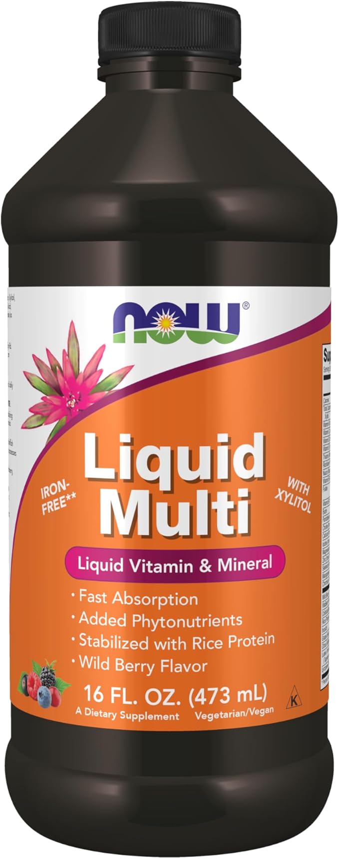NOW Foods Supplements, Liquid Multi, Fast Absorption, Liquid Vitamin & Mineral, Wild Berry Flavor, 16-Ounce