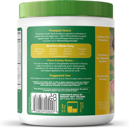 Amazing Grass Greens Blend Digest: Super Greens Powder Smoothie Mix for Digestion Support with Organic Spirulina, Chlorella, Beet Root Powder, Digestive Enzymes & Probiotics, 30 Servings