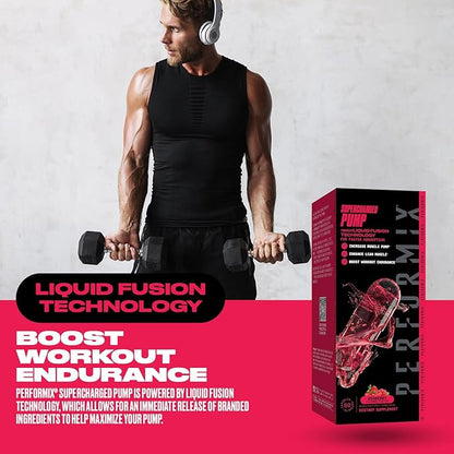 PERFORMIX Supercharged Pump - Nitrosigine® and Betaine Pre-Workout Supplement - Muscle Pump Accelerator - Endurance and Strength Booster (80 Capsules)