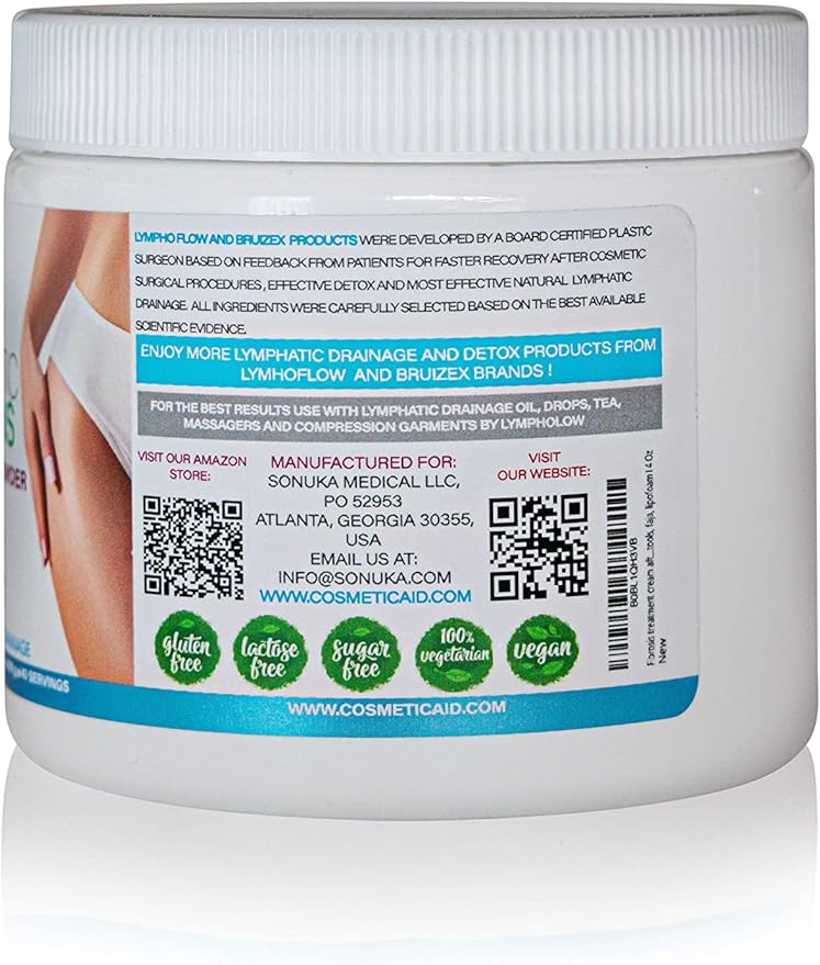 Lymphatic Greens: Superfood Powder Supplement, Vegan Greens Powder Supports Lymphatic System Health, Post Surgery Recovery for Liposuction, BBL & Lipedema, Body Detox, 8 OZ