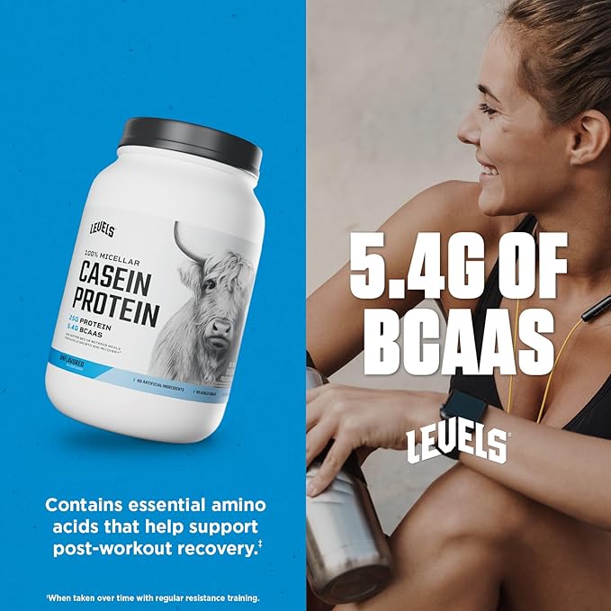 Levels 100% Micellar Casein Protein, Hormone Free, Unflavored 2LB