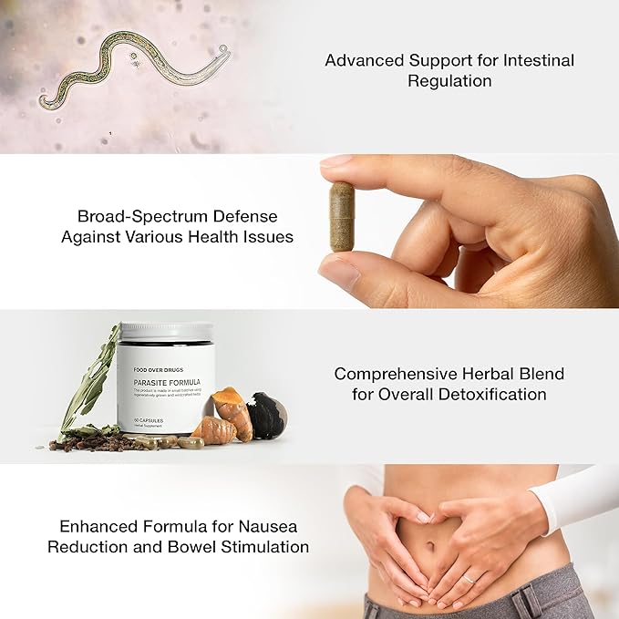 Food Over Drugs Parasite Formula - Full Spectrum Herbal Detox for Humans - 60 ct - Natural Detox & Complete Body Cleanse