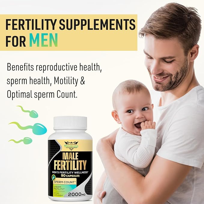 Fertility Supplements for Men, Male Prenatal Vitamins -Optimal Sperm Count, Motility and Strength, 2000MG Mens Fertility Supplements with Maca Root, Zin & Folate for Conception - 2 Months Supply