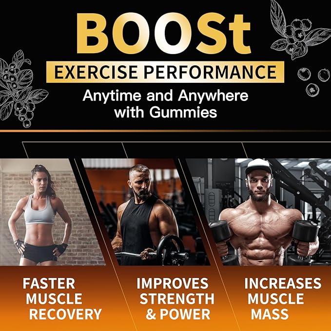 Creatine Monohydrate Gummies for Men & Women-5g of Creatine Monohydrate per Serving - Sugar Free,Vegan, Blueberry Flavor, 120 Count