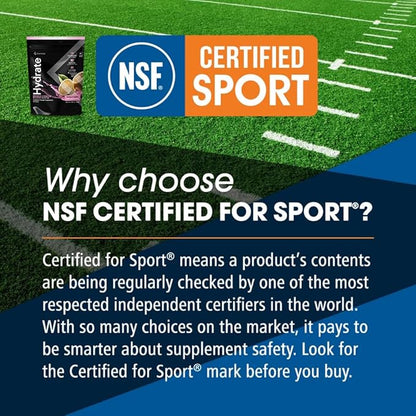 Hydrate Electrolyte Drink Mix | Pink Lemonade Flavor | NSF Certified | Electrolytes, Vitamin C, Magnesium, Zinc, Potassium | Used by Athletes & US Military | Boost Performance | 15 Packs