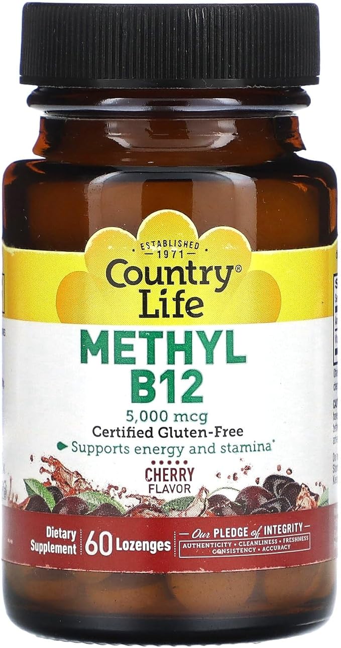 Country Life Methyl B12, Supports Energy & Stamina, 5000mcg, 60 Lozenges