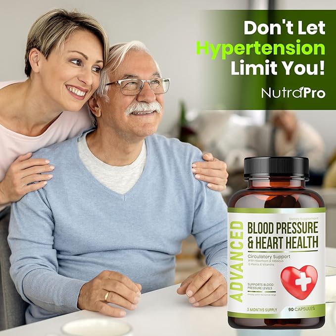 Heart Health Blood Pressure Support Supplement - Support Blood Pressure & Healthy Circularity Naturally with Hawthorn Berry & Hibiscus.Vitamins Pills for Healthy Hypertension (BP) & Healthy Heart.