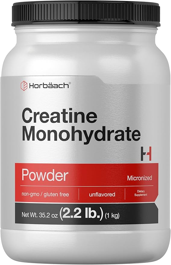 Horbäach Creatine Monohydrate Powder | 2.2lbs (35.2 oz) | Micronized and Unflavored | Vegetarian, Non-GMO, and Gluten Free Supplement