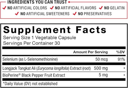 FORCE FACTOR Longjack Tongkat Ali Max, Tongkat Ali for Men, Male Stamina and Vitality Supplement Made with Key Natural Ingredients for Superior Absorption, 1200mg, 120 Capsules, 2-Pack