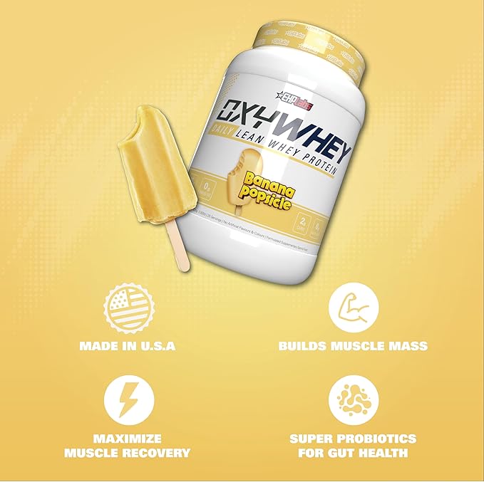 EHP Labs OxyWhey Whey Protein Isolate Powder - 25g of Whey Isolate Protein Powder, Meal Replacement Shake, Sugar Free Protein Powder - 25 Serves (Banana)