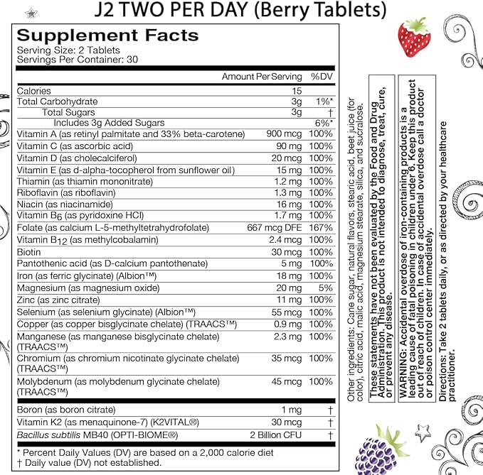 J2 Two per Day Multivitamin Chewable Berry Tablets (30-Day Supply)