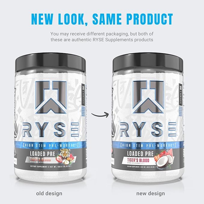 Ryse Loaded Pre Workout Powder Supplement for Men & Women | Pumps, Energy, Focus | Beta Alanine + Citrulline | 390mg Caffeine | 30 Servings (Tiger's Blood)