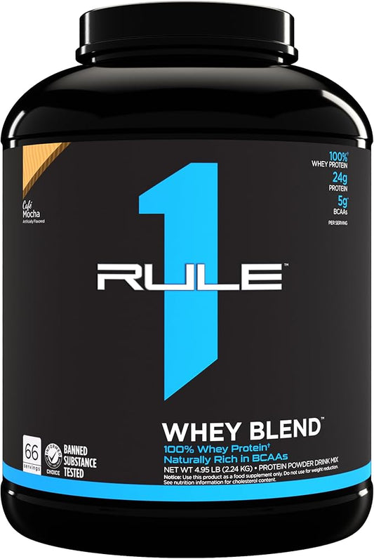 Rule One Proteins, R1 Whey Blend- Café Mocha, 24g Fast-Acting Whey Protein Concentrates, Isolates, and Hydrolysates Per Serving, with Naturally Occurring EAAs and BCAAs, 5lbs