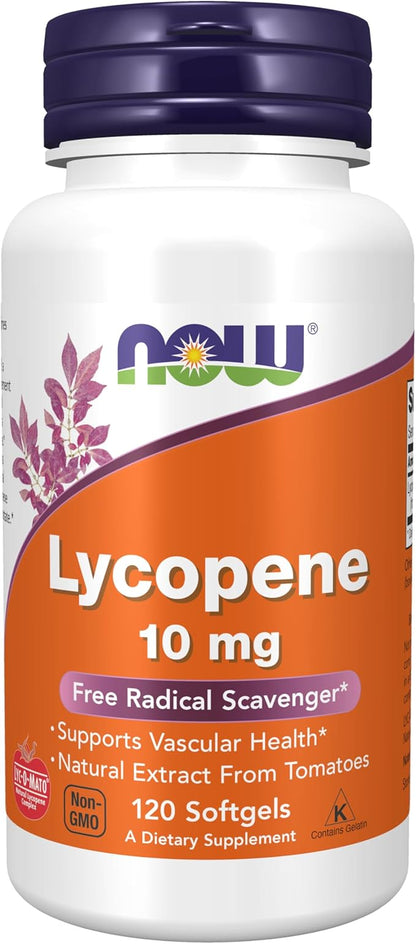 NOW Supplements, Lycopene 10 mg with Natural Extract from Tomatoes, Free Radical Scavenger*, 120 Softgels