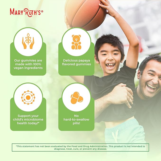 MaryRuth Organics Nutritional Supplement, 2 Month Supply, Sugar Free, Prebiotic, for Kids Ages 2+, Gut Health and Digestion Support, 3g Soluble Fiber Per Gummy, 60 Count