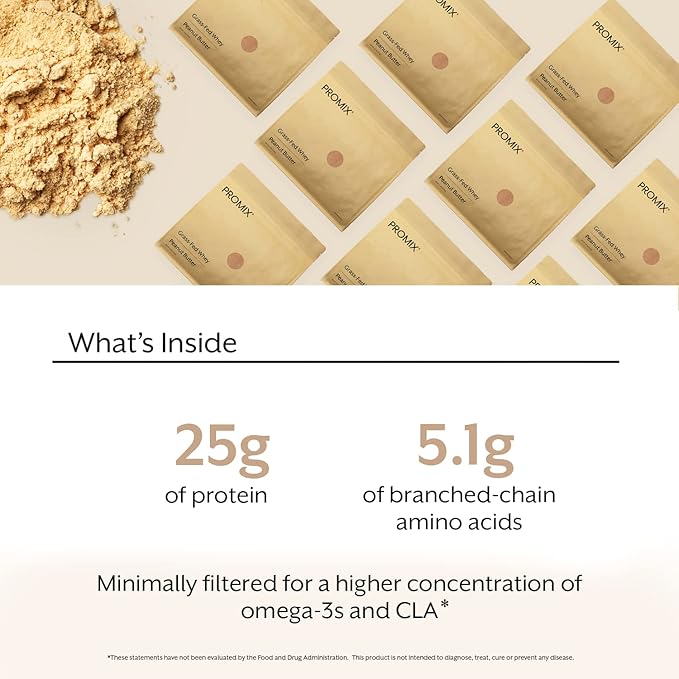 Promix Whey Protein Powder, Peanut Butter - 2.5lb Bulk - Grass-Fed & 100% All Natural - ­Post Workout Fitness & Nutrition Shakes, Smoothies, Baking & Cooking Recipes - Gluten-Free & Keto-Friendly