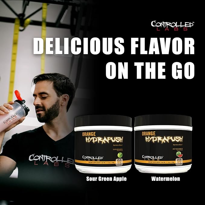 CONTROLLED LABS Orange HydraPush Electrolyte Powder, 60 Servings - Advanced Hydrating Recovery - Coconut Water & Taurine - Boost Energy & Increase Endurance (Sour Green Apple)