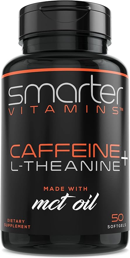 200mg Caffeine Pills - MCT Oil from 100% Coconuts + 100mg L-Theanine, Advanced Energy, Clean Focus and Perfect Clarity + All Natural Smooth Extended Release
