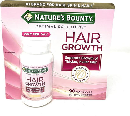 Nature's Bounty Hair Growth Supplement, 1 Per Day, Clinically Shown to Support Thicker, Fuller Hair, with Biotin, Silicon & Arginine, 90 Capsules