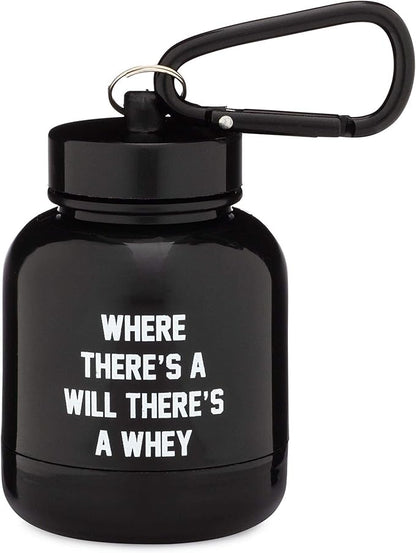 Protein Powder & Supplement Funnel Keychain, Portable To-Go Container for The Gym, Workouts, Fitness, & Travel - TSA Approved, Where There's A Will There's A Whey