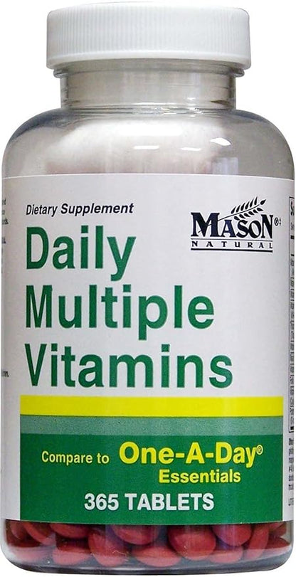 Daily Multiple Vitamins Compare to One A Day Essentials Multivitamin Multimineral Supplement 365 Tablets per Bottle Pack of 2 Total 730 Tablets