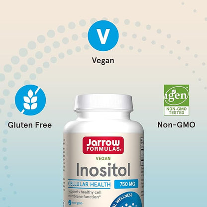Jarrow Formulas Inositol 750 mg, Dietary Supplement, Liver Support for Cellular Health and General Wellness, 100 Veggie Capsules, Up to a 100 Day Supply