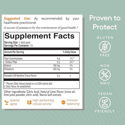 EcoNugenics PectaSol Modified Citrus Pectin – 15 5g Lime Stick Packs – Total-Body Health Supplement to Support Heart,Immune System, Inflammation Response & Aging + Maintain Healthy Galectin-3 Levels