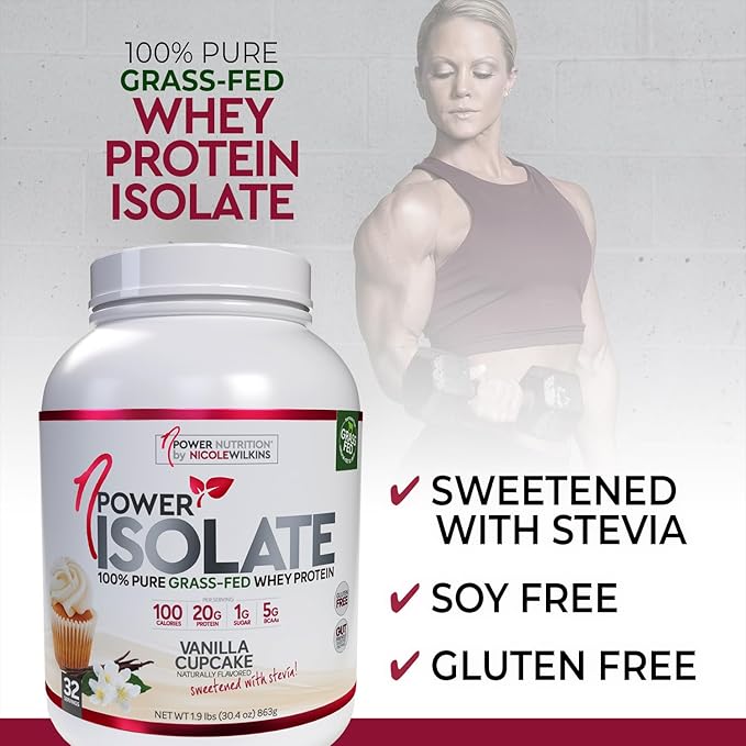 nPower Nutrition Protein Powder for Women, Vanilla Cupcake, 100% Grass-Fed Whey Protein Isolate, 20g Protein, Low Carb, 32 Servings