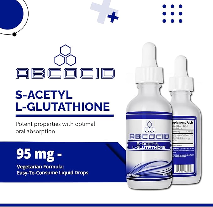 S-Acetyl L-Glutathione 95 mg, 4 Oz Liquid, 240 Servings, Made in USA, Quick Absorption, Quality Potent Ingredients, Non-GMO, GMP Certified, Cruelty-Free Products