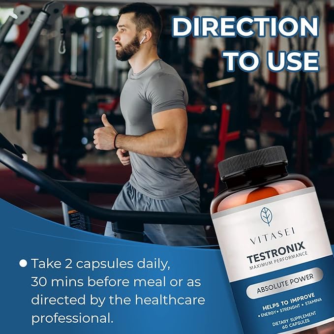 Testronix Performance Supplement for Men - Energy and Muscle Supplements for Mens Health - 60 Capsules (Pack of 2)