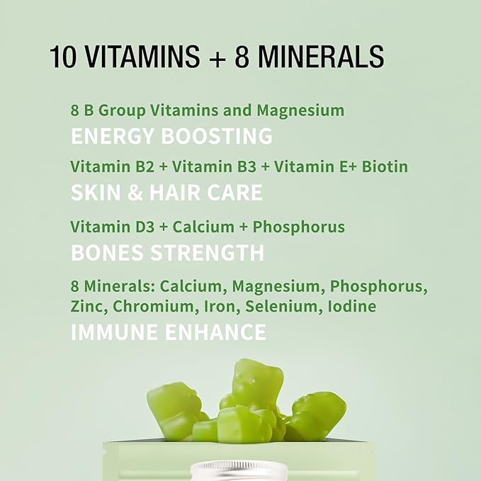 Unichi Women’s Multi-Nutrient Gummy 20 Count, 18 Essential Vitamins & Minerals Specially Designed for Women to Improve Overall Vitality, Non-GMO, Lime Flavour