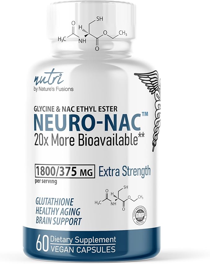 Neuro NAC Supplement 375mg Extra Strength with 1800mg Glycine - N-Acetyl Cysteine Ethyl Ester - 20x More Bioavailable Than NAC 600 mg - Boost Glutathione 10x More Than Liposomal Glutathione - NACET