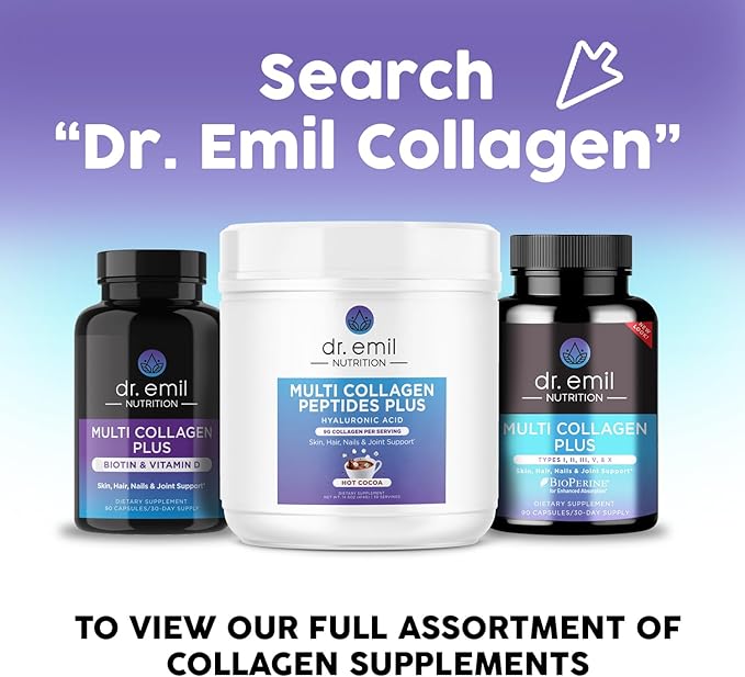DR. EMIL NUTRITION Collagen Peptides Powder - Hot Cocoa Flavored Collagen Powder for Women - Collagen Supplements for Hair, Skin & Nails with Hyaluronic Acid - 9g Protein per Serving