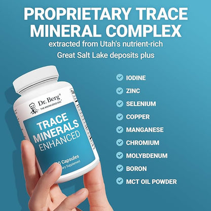 Dr. Berg Trace Minerals Enhanced Complex - Complete with 70+ Minerals Including 10 mg of Zinc - Dietary Supplement - 60 Capsules