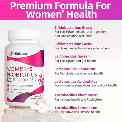 Negima Menopause Supplements for Women, 120 Billion CFUs Probiotics for Women, 13-in-1 Herbs & Botanicals Complex, for Hormone Menopause, Hot Flashes, Night Sweats, Mood Swings, Sleep - 120 Capsules