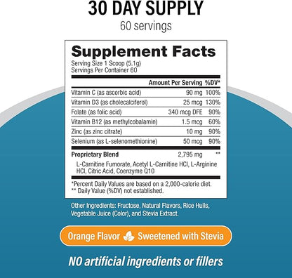 Male Fertility Supplement with L-Carnitine and L-Arginine, Preconception Fertility Formula for Optimal Count & Healthy Volume Production,1 Month Supply (60 doses) in Powder.