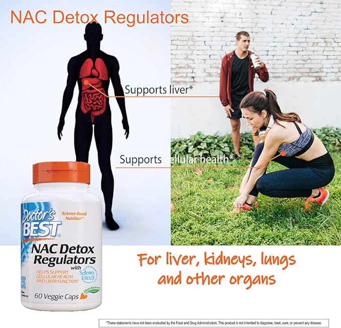 Doctor's Best NAC Detox Regulators with Seleno Excell, Non-GMO, Vegetarian, Gluten Free, Soy Free, 60 Veggie Caps