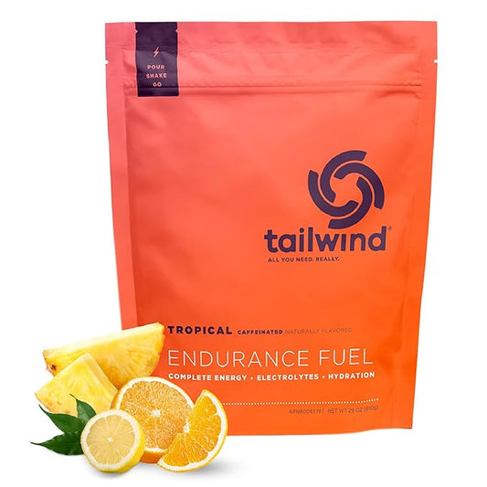 Tailwind Nutrition Endurance Fuel, Caffeine Drink Mix with Electrolytes, Non-GMO, Free of Soy, Dairy, and Gluten, Vegan, Tropical Buzz, 30 Servings