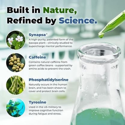 Optimind Nootropics Brain Booster Supplement | Enhance Focus and Cognition, Improve Retention, Sustain Energy | Clinically Studied Ingredients, Bacopa, Tyrosine, Huperzine A, GABA - 2 Bottle (64 Ct)