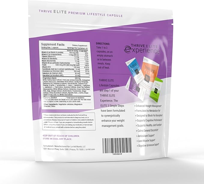 Le-Vel Thrive Elite Premium Lifestyle Capsule for Women | Womens Multivitamin Supplement & Immune Support | Gluten Free Daily Vitamins for Woman | 60 Capsules