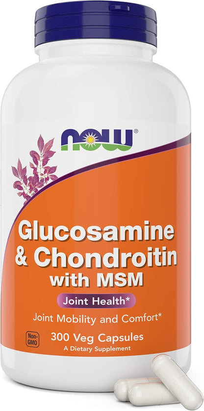 Now Glucosamine & Chondroitin with MSM, 300 Capsules, Joint Health Supplement