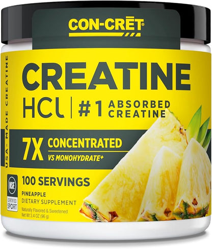 Creatine HCl Powder | Muscle, Cognitive, Cellular Energy Support | No Bloating or Cramps | USA Made & NSF Certified | Pineapple (100 Serving)