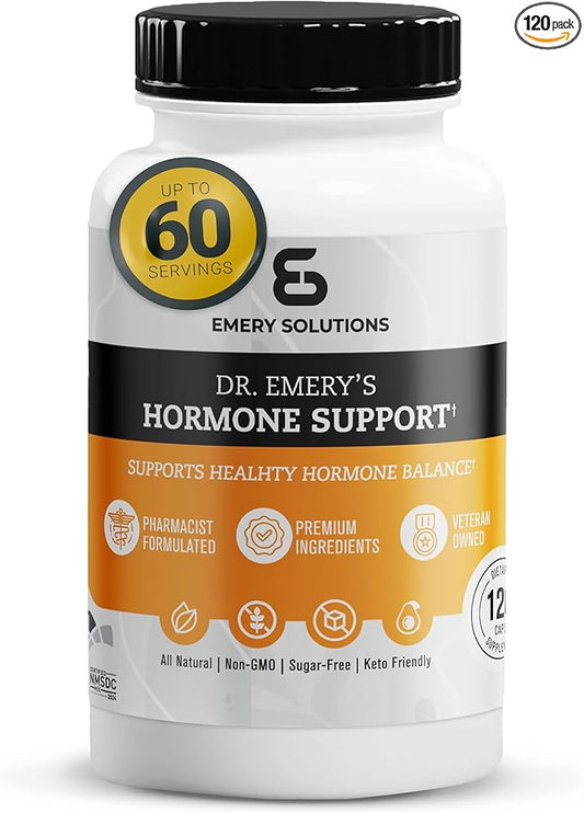 DR. EMERY'S Hormone Support Supplement for Women & Men, Hormone Balance Vitamins - Multivitamin, Natural Essential Vitamins, Zinc, B Vitamin, Magnesium - 120 Caps