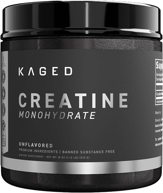 Kaged Creatine Monohydrate Micronized Powder | 100 Servings | Unflavored | Muscle Recovery and Growth Supplement for Men & Women | Vegan | Easily Digestible | Gluten Free | Keto Friendly