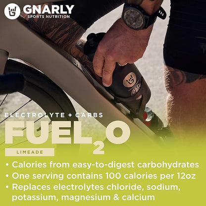 Gnarly Nutrition Fuel2O Electrolyte Powder Packs - Fuel 2O Endurance Nutrition, Electrolyte Solution, Fuel, Replenishment, and Recovery - Limeade, 10-Pack